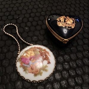 SALE! A Limoges Trinket Box and Limoges purse mirror- small imperfection.